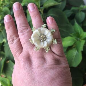 “Blossom” 🌼🌼 Hand crafted ring from a repurposed vintage earring